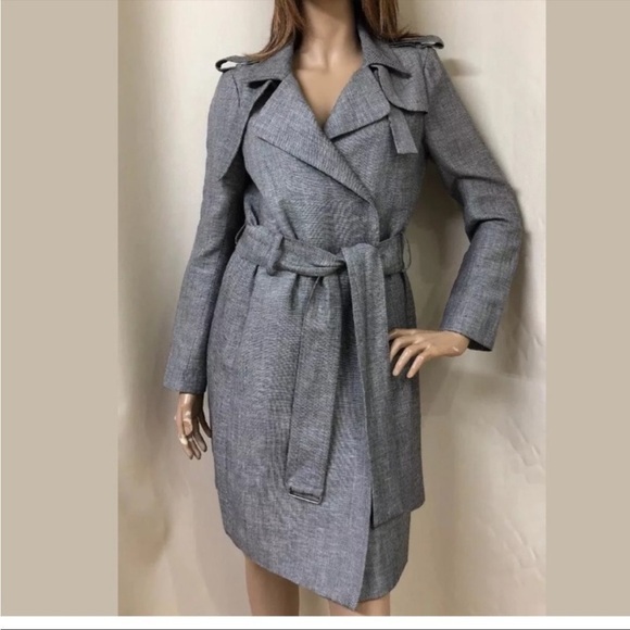 Poleci silver coat jacket size 4 Anthropologie womens silk cotton blend - Picture 2 of 16